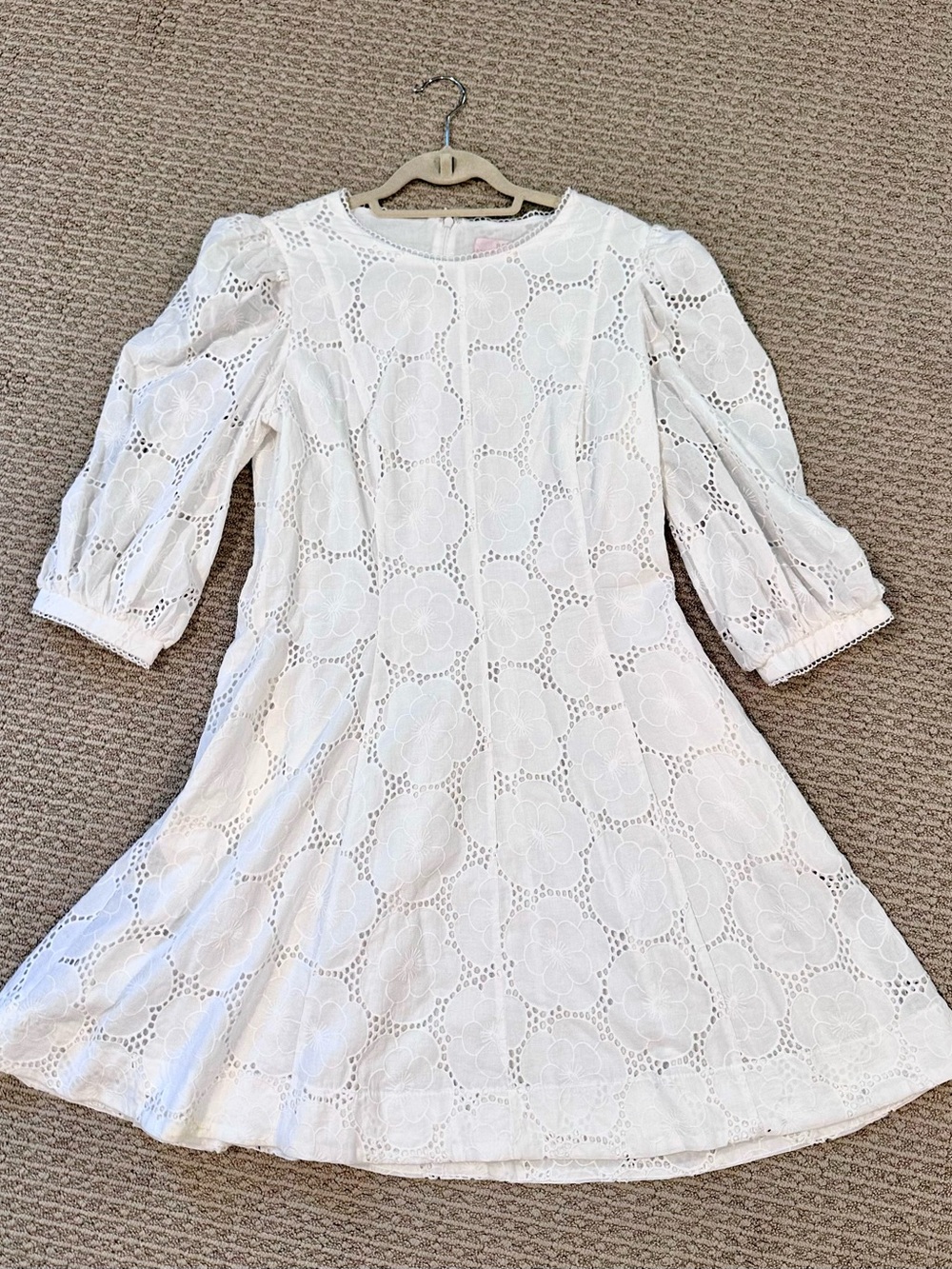 Rachel Parcell White Eyelet Floral Midi Dress